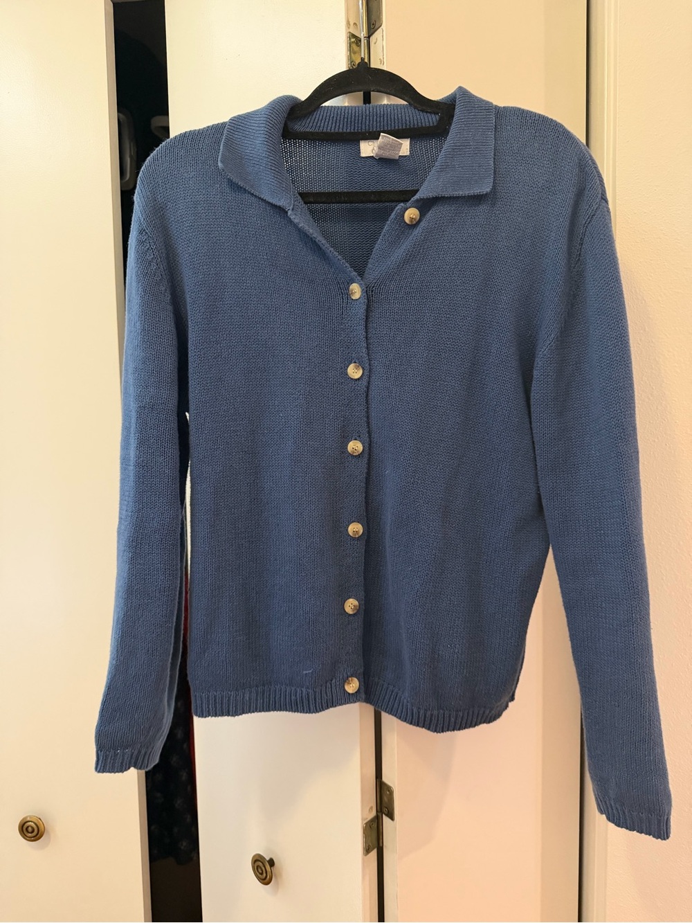 Christopher & Banks Blue Button-Up Collared Cardigan